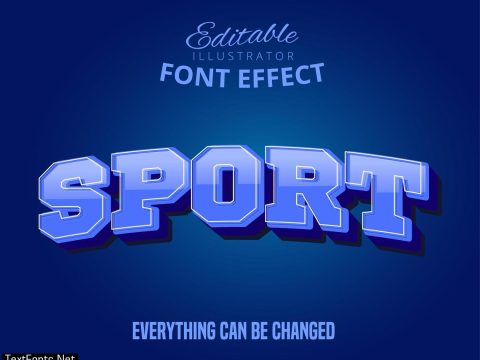 Blue Sport text, editable text effect