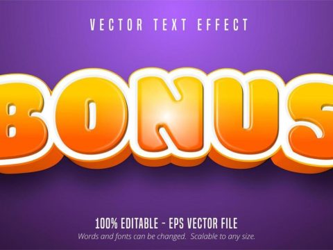 Bonus glossy orange gradient game style text effect