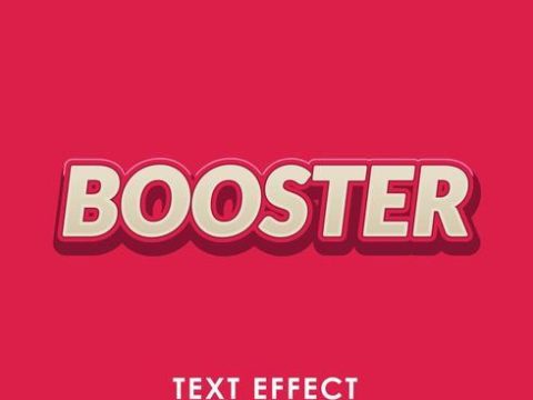 booster text effect with bold, 3d design and nice red theme