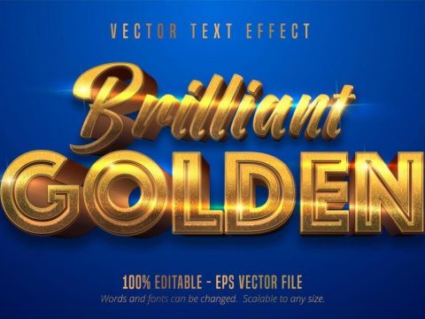 Brilliant golden shiny gold textured text effect