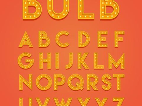 Bulb 3D Fonts Vector