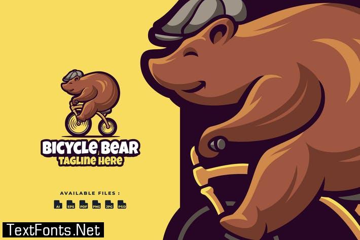 bycicle Bear Cartoon Logo