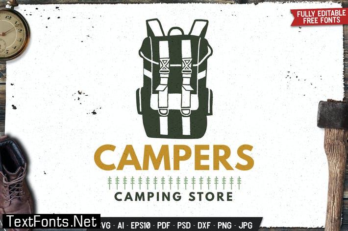 Camp Store Logo Badge Vector Travel Retro Graphic WRY459E