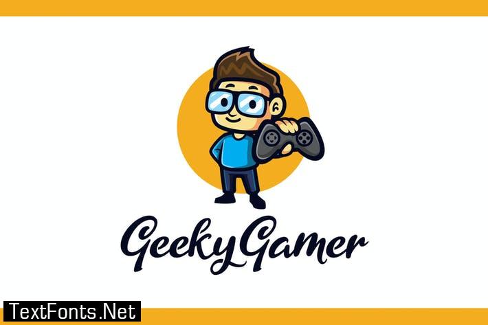 Cartoon Geeky Gamer Mascot Logo