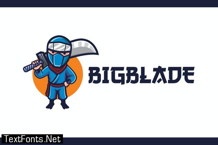 Cartoon Ninja Holding Big Blade Mascot Logo