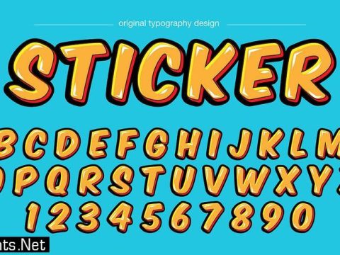 Cartoon sticker typography design