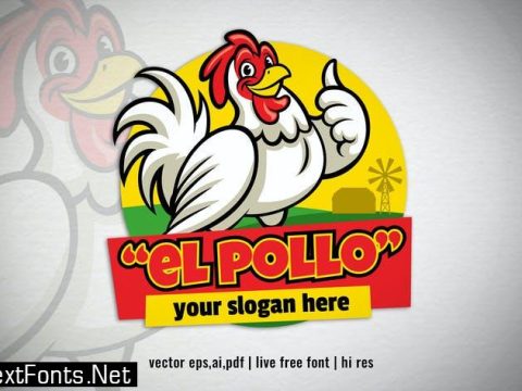 chicken cartoon character thumb up logo