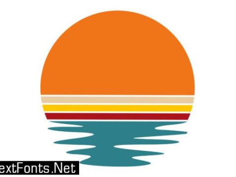 Circle Retro Summer Vintage Sunset Waves