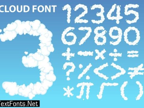 Cloud number font and math icon