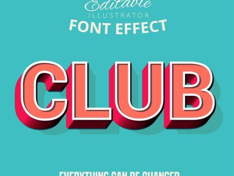 Club Outline Inset text, editable text style