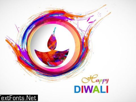 Colorful Diya With Watercolor Brush Stroke Design