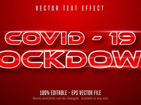 Covid19 Lockdown text, editable text effect