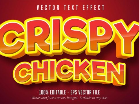 Crispy chicken text, glossy comic style text effect