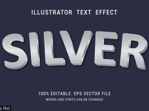 Curved Shiny Silver Text Effect Design