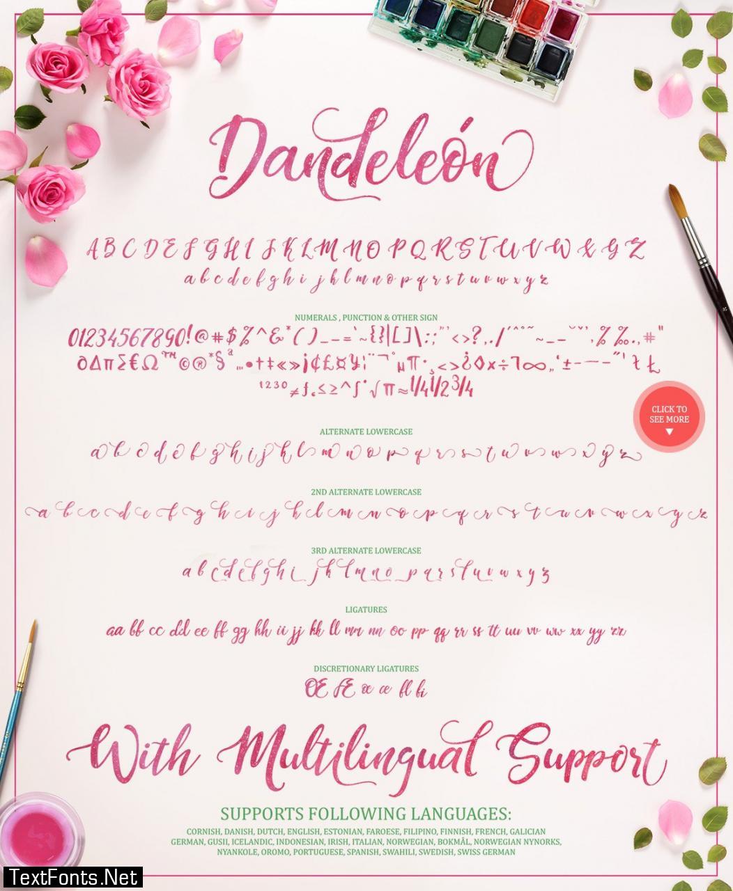 Dandeleon font + SWASHES 1465448