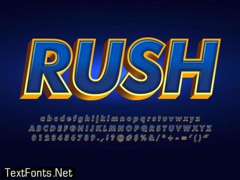 Dark Metallic Blue And Gold Text Effect