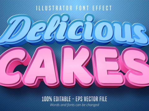 Delicious Cakes text, 3d pastry style editable font effect 1084299