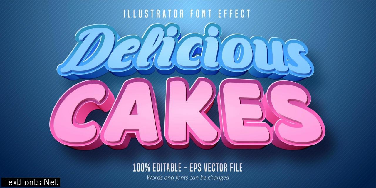 Delicious Cakes text, 3d pastry style editable font effect 1084299