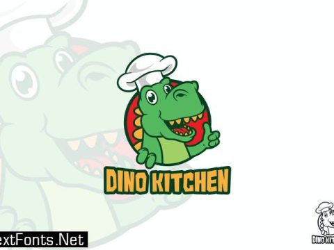 Dino Kitchen Vector Logo Mascot