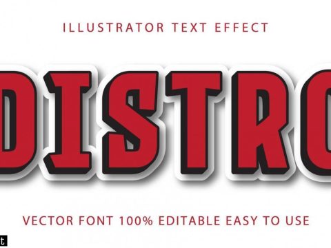 Distro Red, Black, White Text Effect