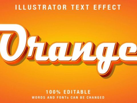 Editable cursive text effect in white and orange