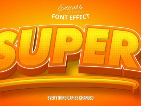 Editable font effect with yellow orange gradient