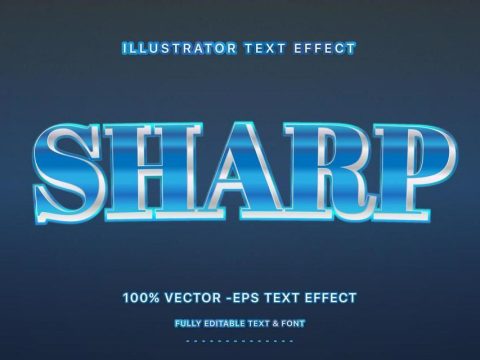 Editable Text Effect - Blue Metallic Text Style