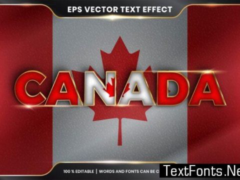 Editable Text Effect Canada with Flag