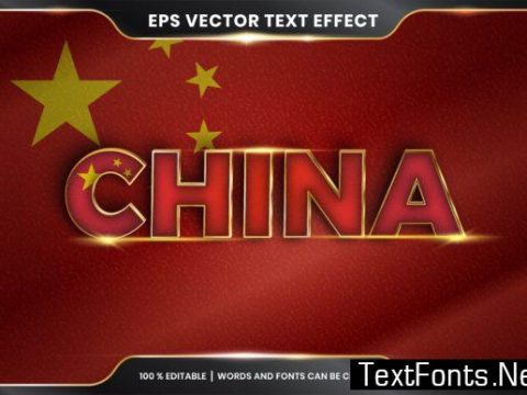 Editable Text Effect - China with Flag