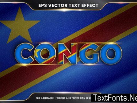 Editable Text Effect - Congo with Flag