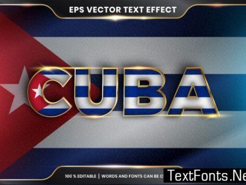 Editable Text Effect - Cuba with Flag