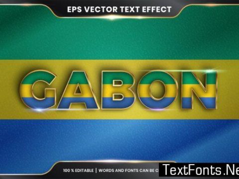 Editable Text Effect - Gabon with Flag