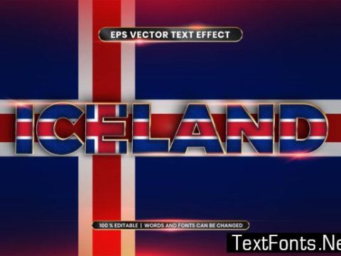 Editable Text Effect - Iceland with Flag