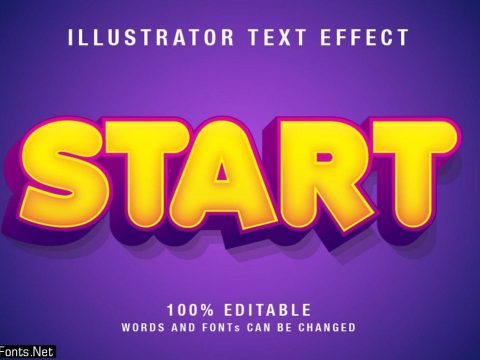 Editable text effect in yellow and purple