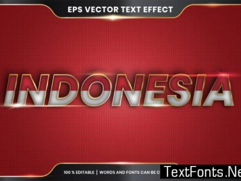 Editable Text Effect Indonesia with Flag