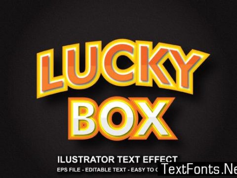 Editable Text Effect Lucky Box Style