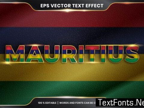 Editable Text Effect Mauritius with Flag