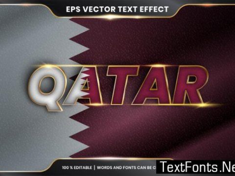 Editable Text Effect - Qatar with Flag