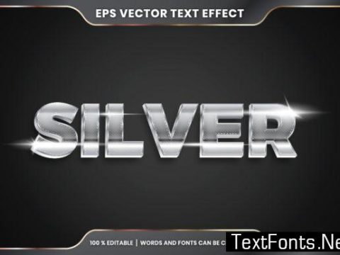 Editable Text Effect - Silver Text Style