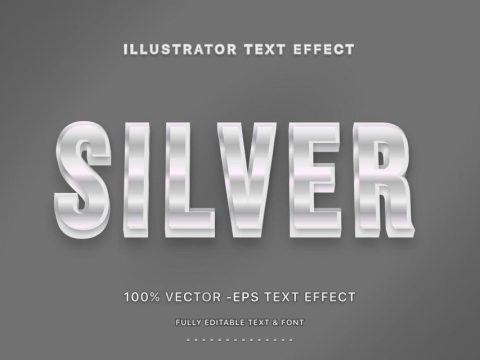 Editable Text Effect - Silver Text Style