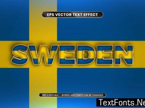 Editable Text Effect - Sweden with Flag