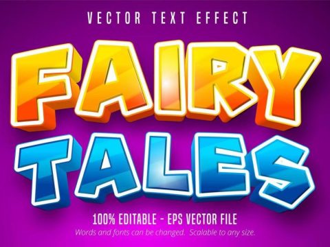 Fairy tales glossy blue and orange text effect 1177202