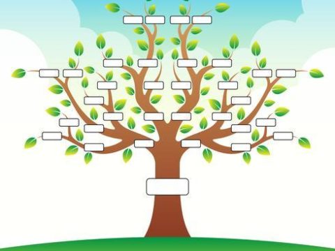 Family Tree Template With Place For Text On Cloud Background