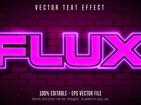 Flux purple neon style editable text effect