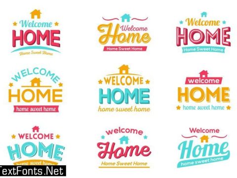 Free Colorful Welcome Home Typography Vector