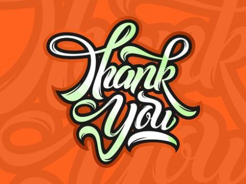 Freehand Thank You Typography Free Vector