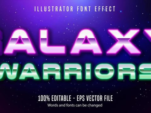 Galaxy warriors chrome neon style text effect