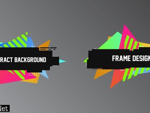 Glitch effect style, two geometric banners,frames with bright triangle shapes