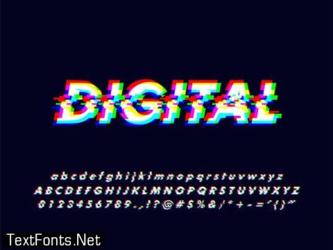 Glitches Rgb Screen Alphabet With Error Effect