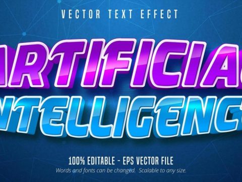 Glossy curved Artificial Intelligence editable text effect